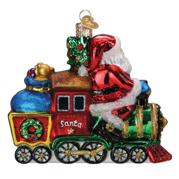 Santa Locomotive Ornament Old World Christmas Back