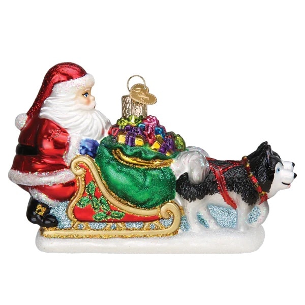 Santas Dog Sled Ornament Old World Christmas Back