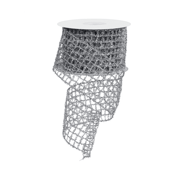 Silver Tinsel Mesh Ribbon 275