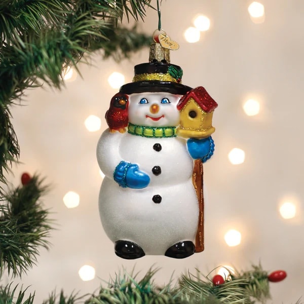 Snowman with Cardinal Ornament Old World Christmas