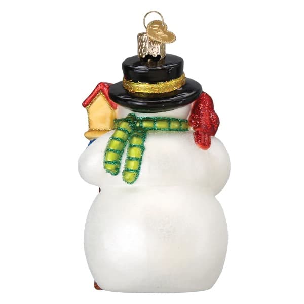 Snowman with Cardinal Ornament Old World Christmas Back