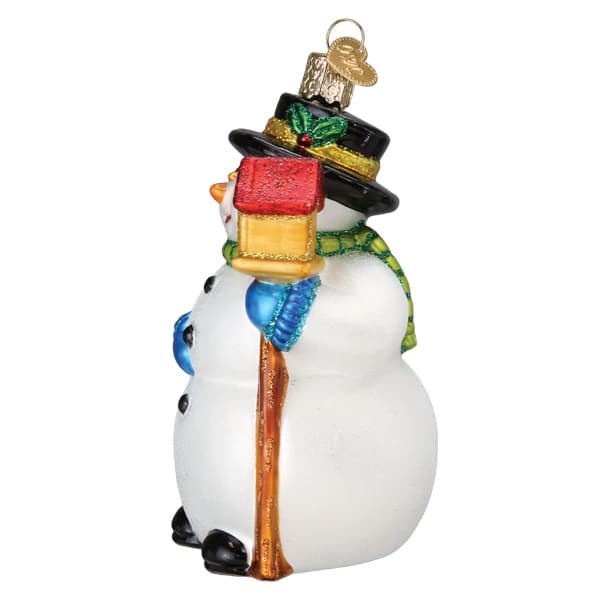 Snowman with Cardinal Ornament Old World Christmas Side