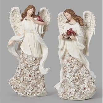 Angel Poinsettia Pattern Figurine