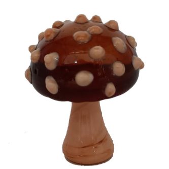 Glass Brown Dotted Mushroom Ornament