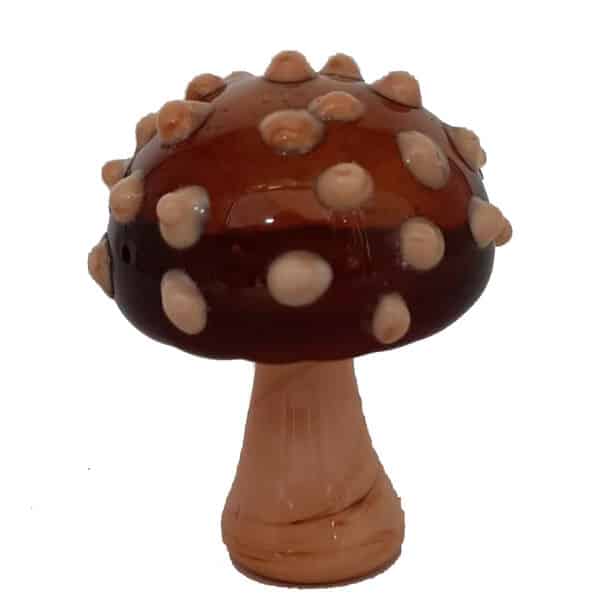 Glass Brown Dotted Mushroom Ornament