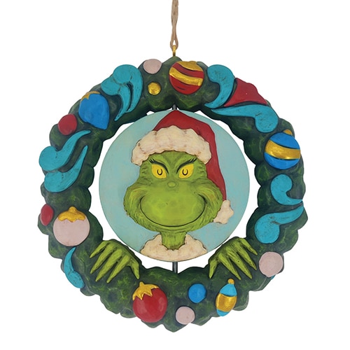 Grinch Portrait in Wreath Grinch Ornament Jim Shore Smile