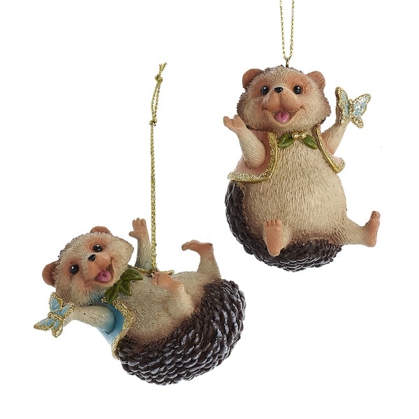 Hedgehog With Butterfly Ornaments - Christmas Store