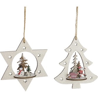 Holiday Scene Glittered Ornaments