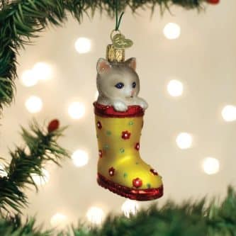 Kitten In Rain Boot Ornament Old World Christmas