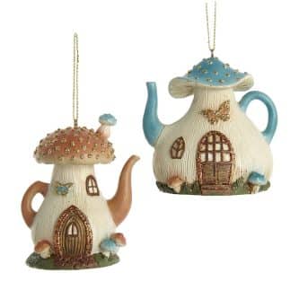 Mini Teapot Mushroom House Ornament