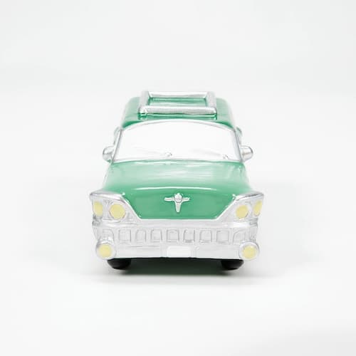 out About Town Snow Village Dept 56 Front Green Car