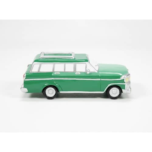 out About Town Snow Village Dept 56 Green Wagon Side