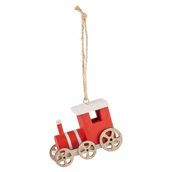 Painted Rustic Wood Train Engine Car Ornament