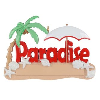 Paradise Beach Palm Tree Ornament Personalize