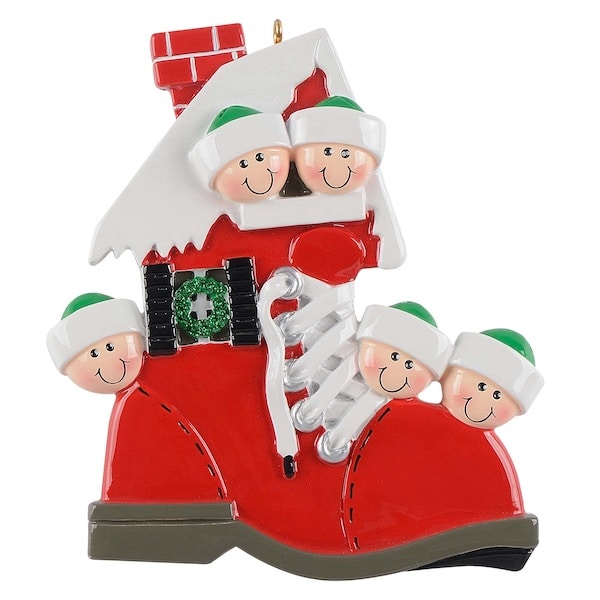 Red Shoe Family Ornament Personalized Five