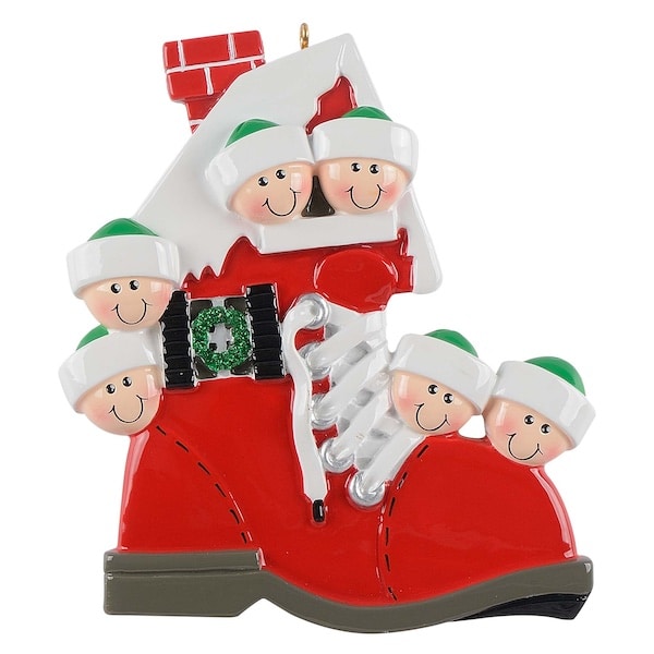 Red Shoe Family Ornament Personalized Six