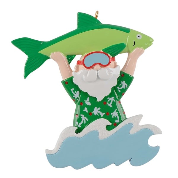 Santa Tropical Vacation Ornament Personalize