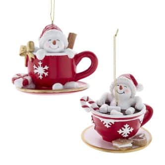 Snowmen In Cocoa Cups Ornaments