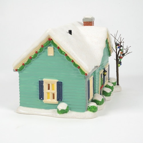 the Blue House on James Street Peanuts Village Dept 56 Side