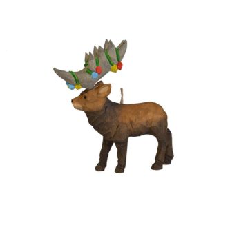 Wooden Carved Christmas Elk Ornament