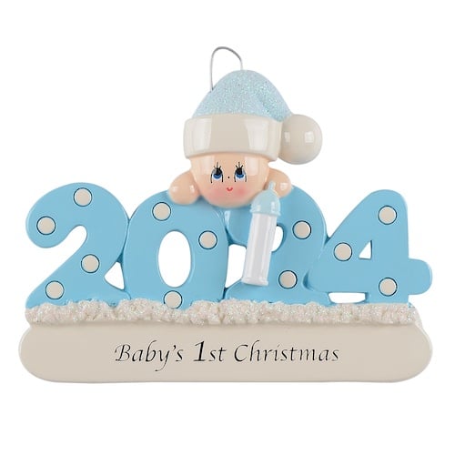 2024 Babys 1st Christmas Ornaments Personalized Blue