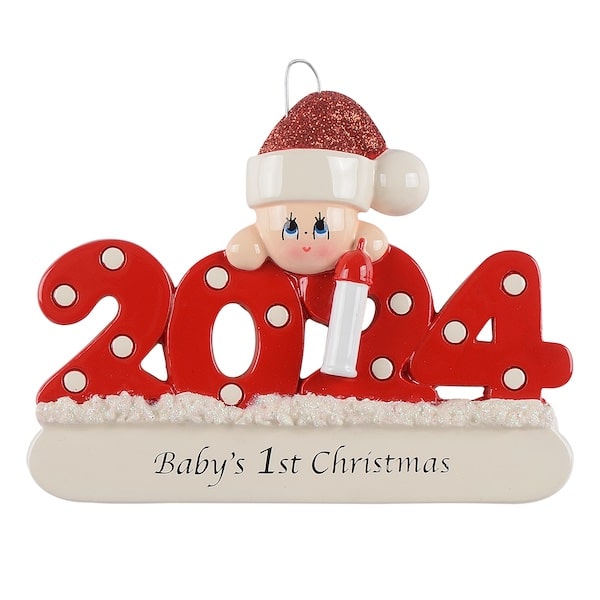 2024 Babys 1st Christmas Ornaments Personalized Red