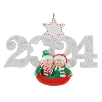 2024 Sledding Couple Ornament Personalized