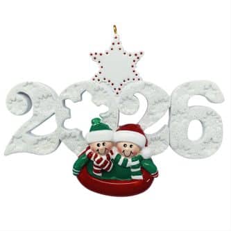 2026 Sledding Couple Ornament Personalized