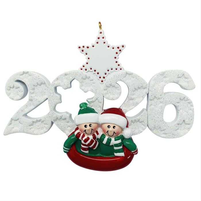 2026 Sledding Couple Ornament Personalized