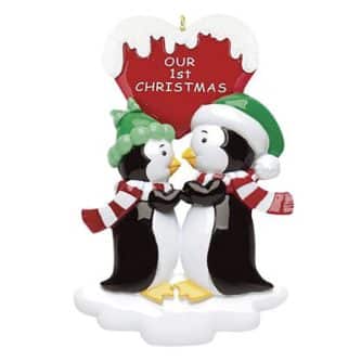 First Christmas Loving Penguins Ornament Personalize