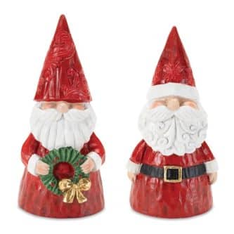 Gnome Santa Carved Look Figurine