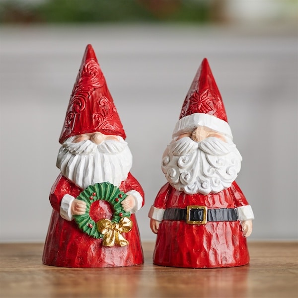 Gnome Santa Carved Look Figurine Glamour