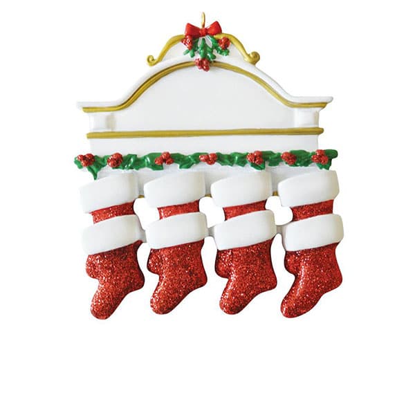 Mantle Stockings Family Ornament Personalize Eight