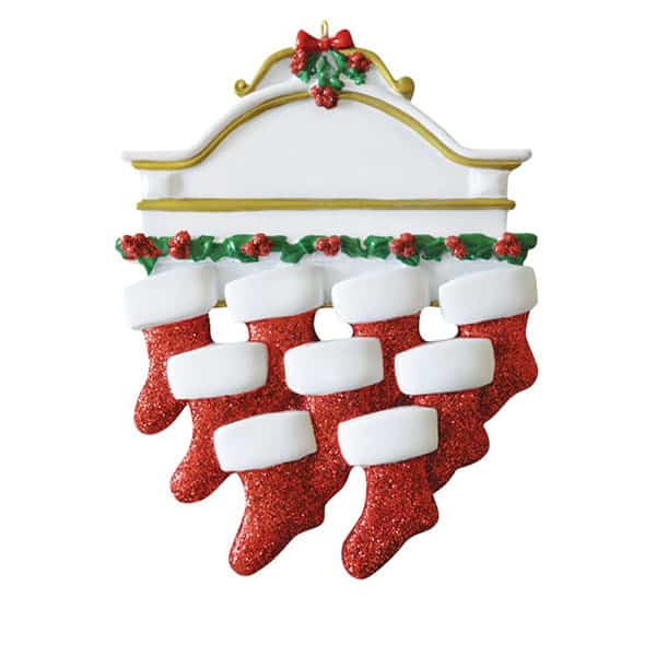 Mantle Stockings Family Ornament Personalize Nine