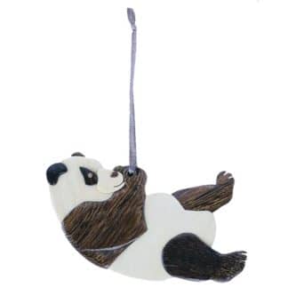 Panda Bear Intarsia Wooden Ornament