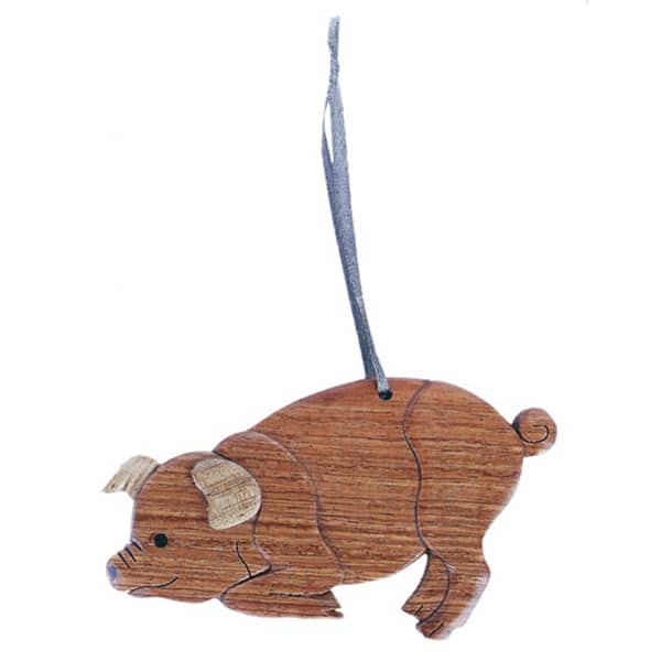 Pig Intarsia Wooden Ornament