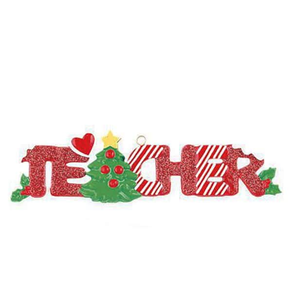 Red Glitter Teacher Personalized Ornament