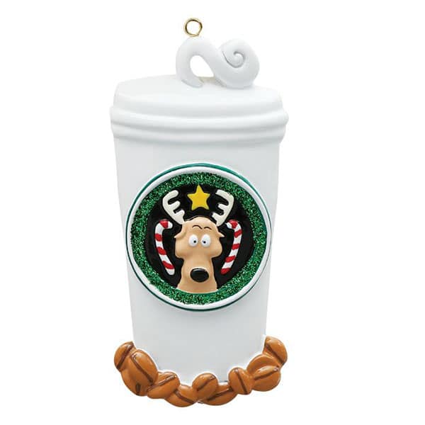 Reindeer Coffee Lover Ornament Personalized