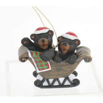 Santa Bears In Sleigh Ornament