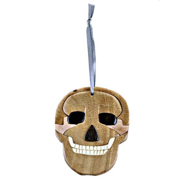 Skull Intarsia Wooden Ornament