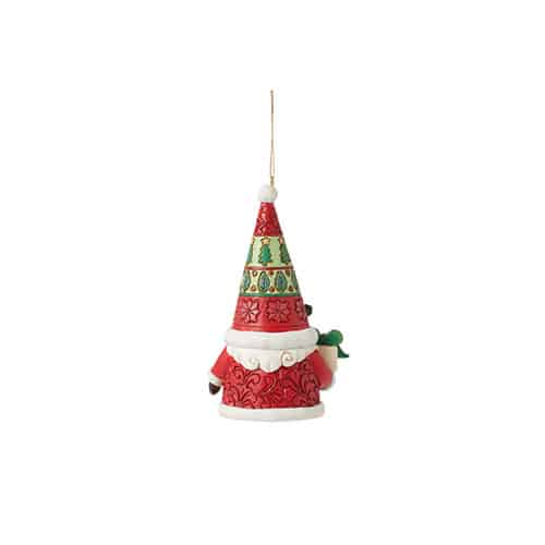 Small Gift Santa Gnome Ornament by Jim Shore Back