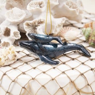 Blue Mama And Baby Whale Ornament Glamour