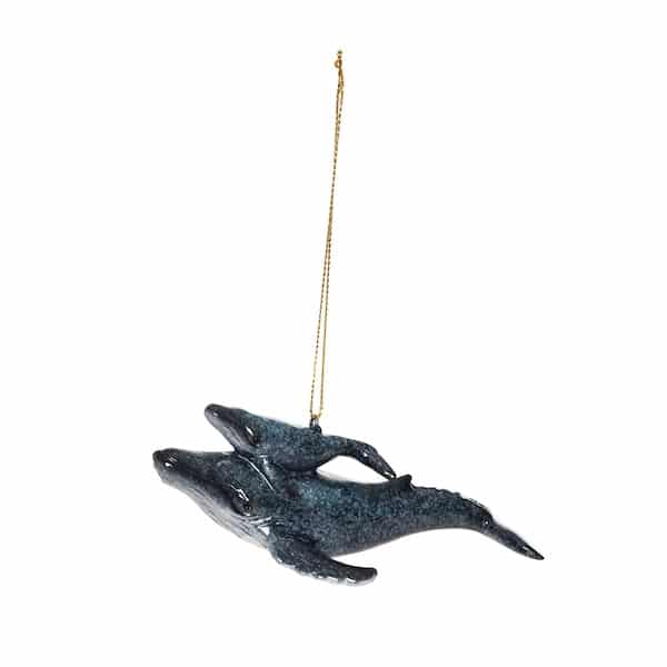 Blue Mama and Baby Whale Ornament