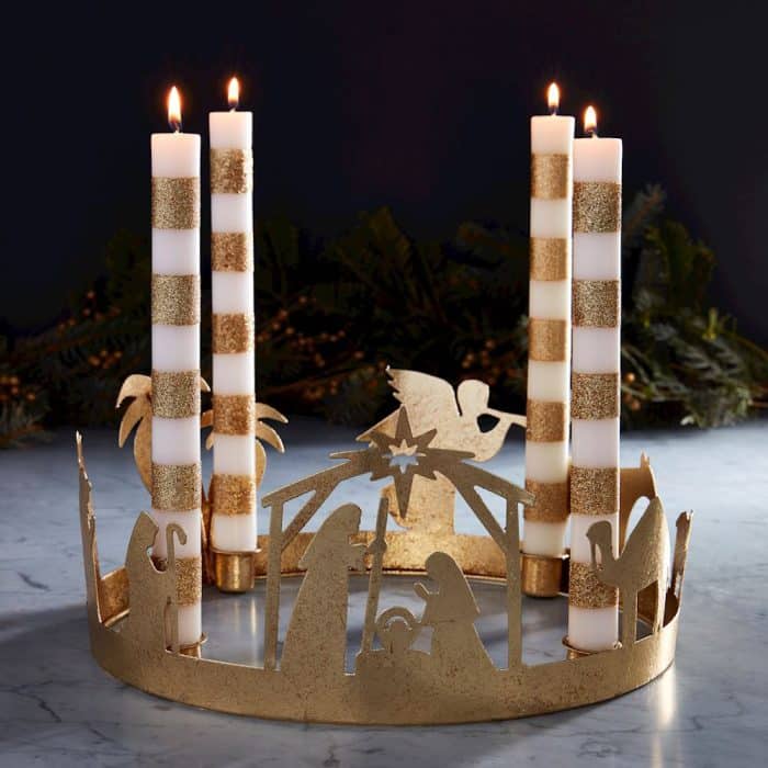 Gold Nativity Advent Wreath Glam One