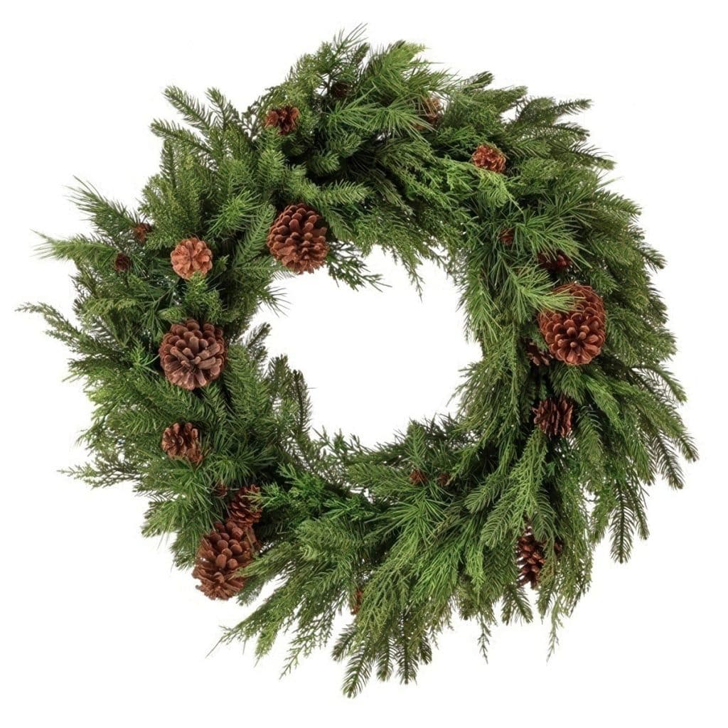 Mix Evergreen Natural Touch Wreath with Cones Gigapixel