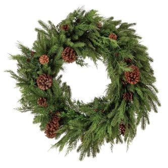 Mix Evergreen Natural Touch Wreath With Cones-gigapixel