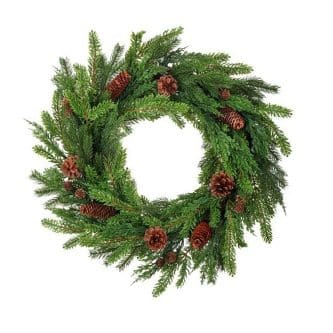 Nobel Cedar Natural Touch Wreath With Cones 22"-gigapixel