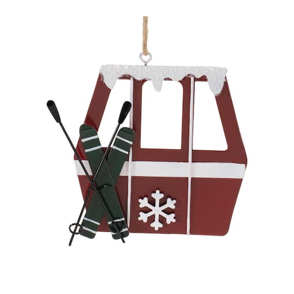 Red Gondola with Skis Ornament