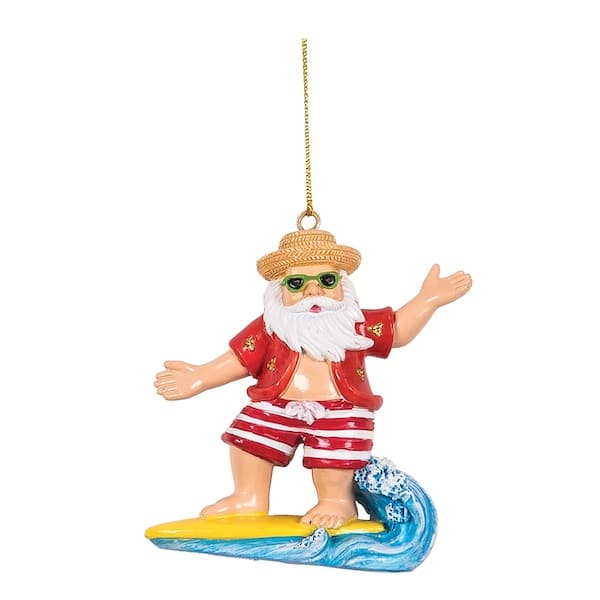 Santa Catching a Wave Ornament