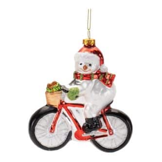 Snowman On Bike Ornament